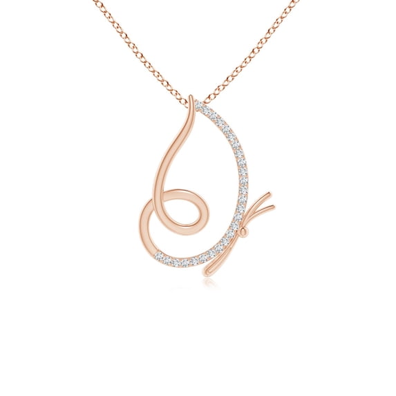 ANGARA Natural Diamond Butterfly Pendant in 14K Rose Gold for Women (Size-1.3mm| Color-G| Clarity-VS2) | April Birthstone, Anniversary, Jewelry Gift for Women | Natural Diamond Necklace