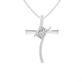 thumbnail image 1 of Angara Natural Diamond Cross Pendant Necklace for Women in 14K White Gold (Size-2.7mm) – April Birthstone Jewelry | Two Stone Diamond Cross Necklace, 1 of 7