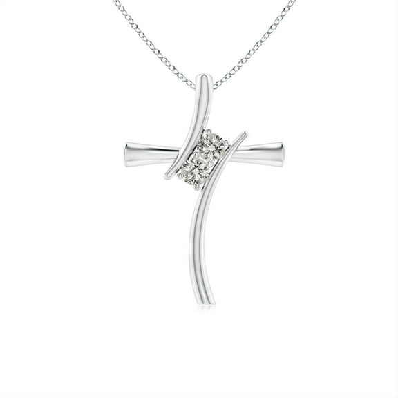 Angara Natural Diamond Cross Pendant Necklace in 925 Sterling Silver for Women – April Birthstone Jewelry | Two Stone Diamond Cross Necklace