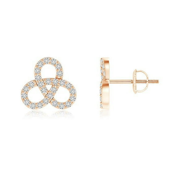 ANGARA Natural Diamond Celtic Knot Stud Earrings in 14K Rose Gold for Women (Size-1.3mm| Color-H| Clarity-SI2) | April Birthstone, Anniversary, Jewelry Gift for Women | Natural Diamond Earrings
