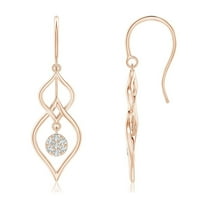 ANGARA Natural Diamond Cluster Double Drop Earrings in 14K Rose Gold for Women (Size-1.15mm| Color-G| Clarity-VS2) | April Birthstone, Anniversary, Jewelry Gift for Women | Natural Diamond Earrings