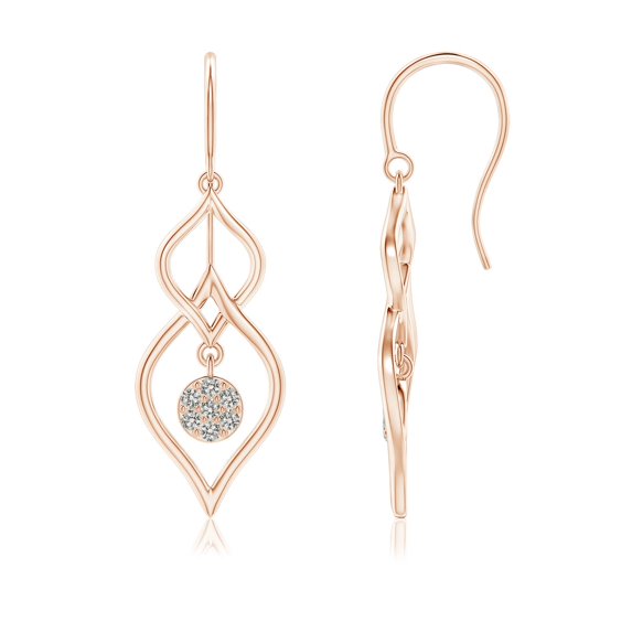 ANGARA Natural Diamond Cluster Double Drop Earrings in 14K Rose Gold for Women (Size-1.5mm| Color-K| Clarity-I3) | April Birthstone, Anniversary, Jewelry Gift for Women | Natural Diamond Earrings