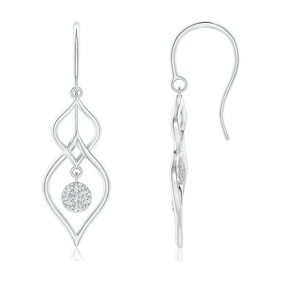 ANGARA Natural Diamond Cluster Double Drop Earrings in 14K White Gold for Women (Size-1.15mm| Color-G| Clarity-VS2) | April Birthstone, Anniversary, Jewelry Gift for Women | Natural Diamond Earrings