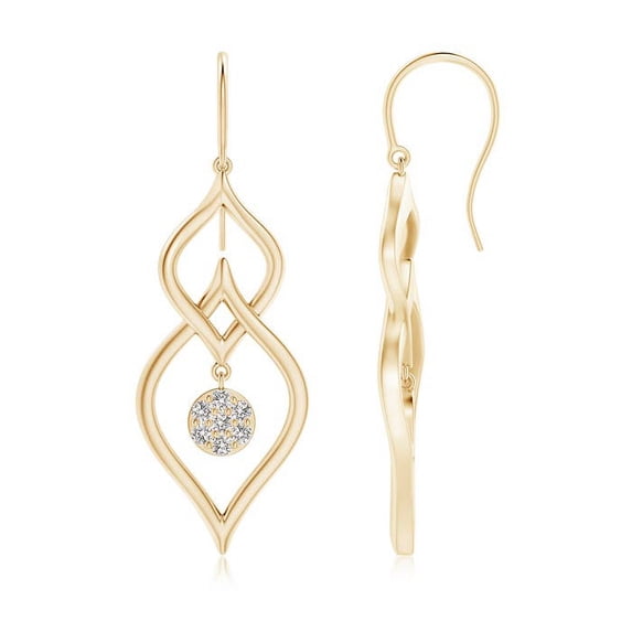 ANGARA Natural Diamond Cluster Earrings with Intertwined Leaf Frame in 14K Yellow Gold for Women (Size-1.7mm| Color-I-J| Clarity-I1-I2) | Anniversary Jewelry Gift for Women | Natural Diamond Earrings
