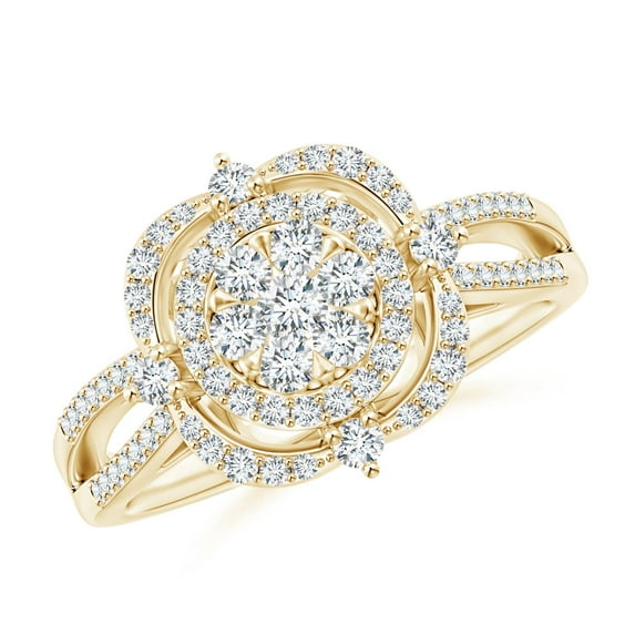 ANGARA Natural Diamond Cluster Engagement Ring in 14K Yellow Gold for Women (Size-2.5mm| Color-G| Clarity-VS2) | April Birthstone, Anniversary, Jewelry Gift for Women | Natural Diamond Ring