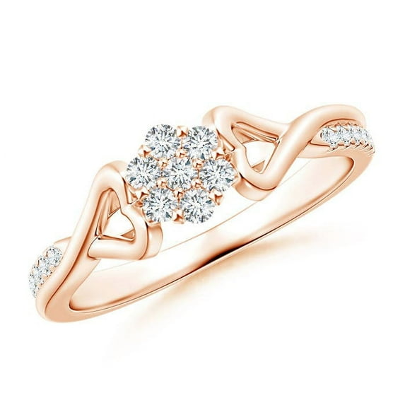 ANGARA Natural Diamond Cluster Promise Ring in 14K Rose Gold for Women (Size-1.8mm| Color-G| Clarity-VS2) | April Birthstone, Anniversary, Jewelry Gift for Women | Natural Diamond Ring