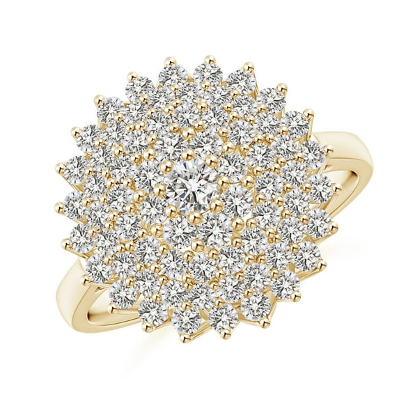 ANGARA Natural Diamond Cluster Sunburst Cocktail Ring in 14K Yellow Gold for Women (Size-2.9mm| Color-I-J| Clarity-I1-I2) | April Birthstone, Anniversary Jewelry Gift for Women | Natural Diamond Ring