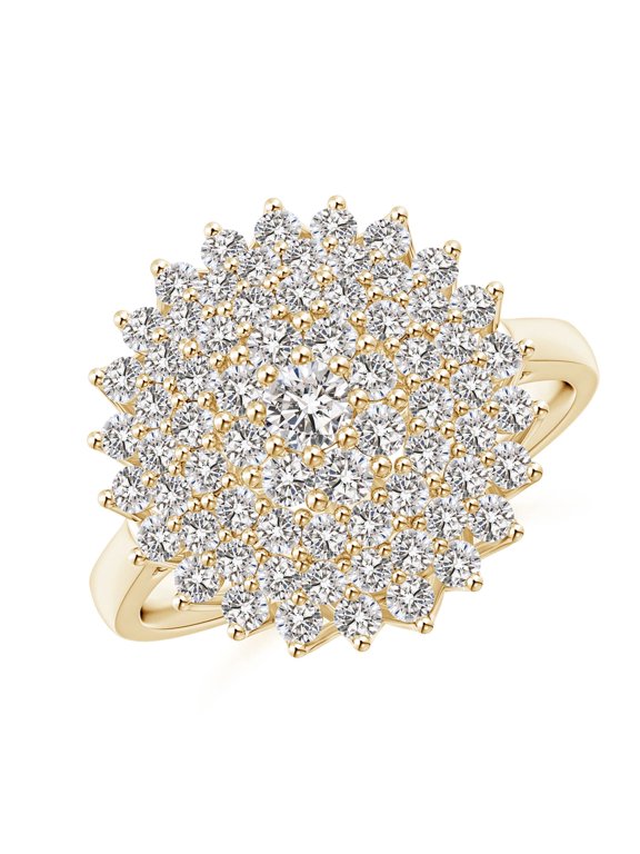 Natural Diamond Cluster Sunburst Cocktail Ring in 14K Yellow Gold for Women (Size-2.9mm| Color-I-J| Clarity-I1-I2) | April Birthstone, Anniversary Jewelry Gift for Women | Natural Diamond Ring