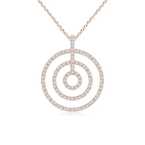 ANGARA Natural Diamond Concentric Circle Pendant in 14K Rose Gold for Women (Size-1.1mm| Color-G| Clarity-VS2) | April Birthstone, Anniversary, Jewelry Gift for Women | Natural Diamond Necklace