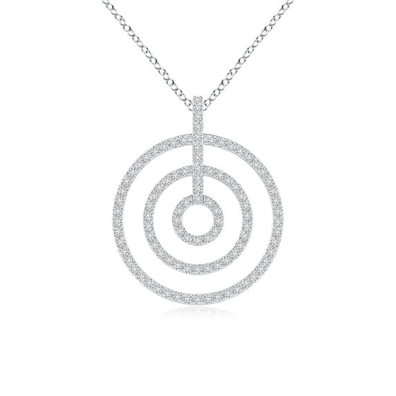 ANGARA Natural Diamond Concentric Circle Pendant in 14K White Gold for Women (Size-1.1mm| Color-H| Clarity-SI2) | April Birthstone, Anniversary, Jewelry Gift for Women | Natural Diamond Necklace