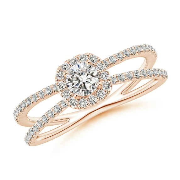 ANGARA Natural Diamond Criss-Cross Engagement Ring in 14K Rose Gold for Women (Size-4.1mm| Color-I-J| Clarity-I1-I2) | April Birthstone, Anniversary, Jewelry Gift for Women | Natural Diamond Ring