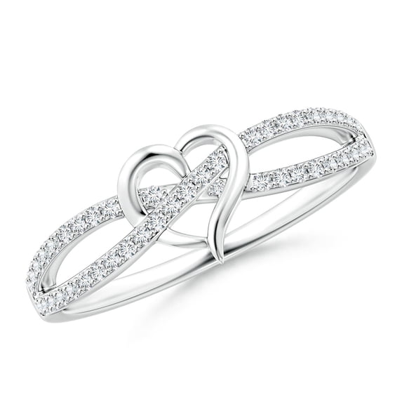 ANGARA Natural Diamond Criss Cross Heart Promise Ring in 14K White Gold for Women (Size-1mm| Color-G| Clarity-VS2) | April Birthstone, Anniversary, Jewelry Gift for Women | Natural Diamond Ring