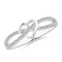 ANGARA Natural Diamond Criss Cross Heart Promise Ring in 925 Sterling Silver for Women (Size-1mm| Color-I-J| Clarity-I1-I2) | Anniversary, Jewelry Gift for Women | Natural Diamond Ring