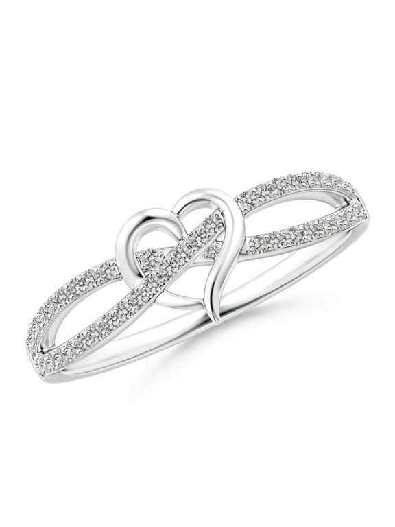 Natural Diamond Criss Cross Heart Promise Ring in 925 Sterling Silver for Women (Size-1mm| Color-K| Clarity-I3) | April Birthstone, Anniversary, Jewelry Gift for Women | Natural Diamond Ring