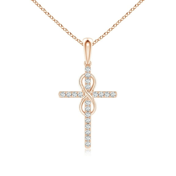 ANGARA Natural Diamond Cross and Infinity Pendant in 14K Rose Gold for Women (Size-0.9mm| Color-G| Clarity-VS2) | April Birthstone, Anniversary, Jewelry Gift for Women | Natural Diamond Necklace