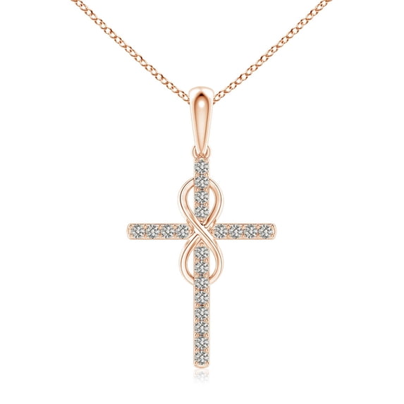 ANGARA Natural Diamond Cross and Infinity Pendant in 14K Rose Gold for Women (Size-1mm| Color-K| Clarity-I3) | April Birthstone, Anniversary, Jewelry Gift for Women | Natural Diamond Necklace
