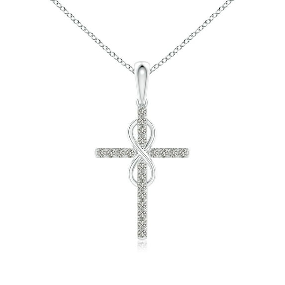 ANGARA Natural Diamond Cross and Infinity Pendant in 14K White Gold for Women (Size-0.9mm| Color-K| Clarity-I3) | April Birthstone, Anniversary, Jewelry Gift for Women | Natural Diamond Necklace