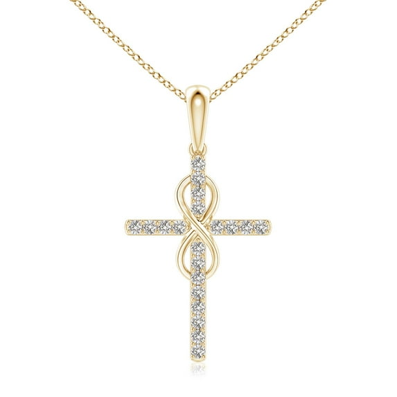 ANGARA Natural Diamond Cross and Infinity Pendant in 14K Yellow Gold for Women (Size-1mm| Color-I-J| Clarity-I1-I2) | April Birthstone, Anniversary, Jewelry Gift for Women | Natural Diamond Necklace