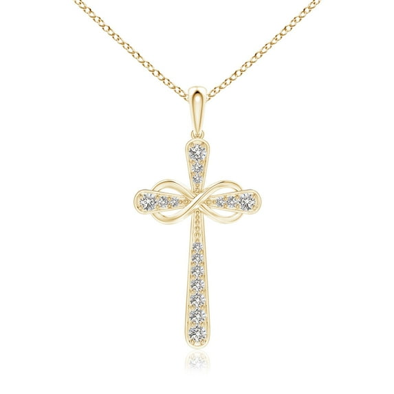 ANGARA Natural Diamond Cross & Sideways Infinity Pendant in 14K Yellow Gold for Women (Size-1.65mm| Color-I-J| Clarity-I1-I2) | Anniversary, Jewelry Gift for Women | Natural Diamond Necklace