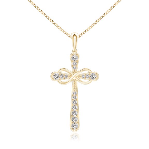 ANGARA Natural Diamond Cross & Sideways Infinity Pendant in 14K Yellow Gold for Women (Size-1.65mm| Color-I-J| Clarity-I1-I2) | Anniversary, Jewelry Gift for Women | Natural Diamond Necklace