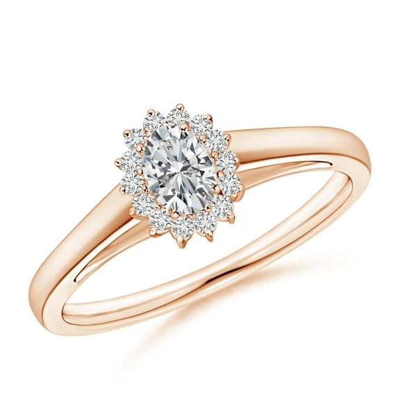 ANGARA Natural Diamond Curved Floral Ring in 14K Rose Gold for Women (Size-5x3mm | Color-H | Clarity-SI2) | April Birthstone, Birthday, Anniversary, Jewelry Gift for Women | Natural Diamond Ring