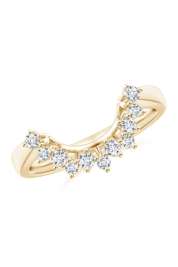 Natural Diamond Curved Wedding Ring in 14K Yellow Gold for Women (Size-1.9mm | Color-G | Clarity-VS2) | April Birthstone, Birthday, Anniversary, Jewelry Gift for Women | Natural Diamond Ring