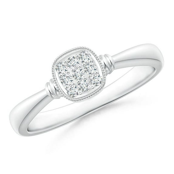 ANGARA Natural Diamond Cushion Cluster Promise Ring in 14K White Gold for Women (Size-1.45mm| Color-G| Clarity-VS2) | April Birthstone, Anniversary, Jewelry Gift for Women | Natural Diamond Ring