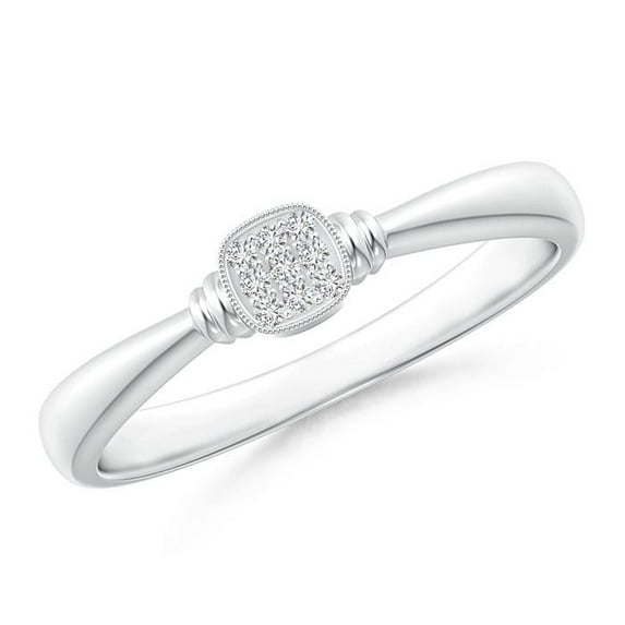 ANGARA Natural Diamond Cushion Cluster Promise Ring in 14K White Gold for Women (Size-1mm| Color-H| Clarity-SI2) | April Birthstone, Anniversary, Jewelry Gift for Women | Natural Diamond Ring