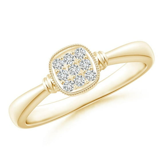 ANGARA Natural Diamond Cushion Cluster Promise Ring in 14K Yellow Gold for Women (Size-1.45mm| Color-H| Clarity-SI2) | April Birthstone, Anniversary, Jewelry Gift for Women | Natural Diamond Ring