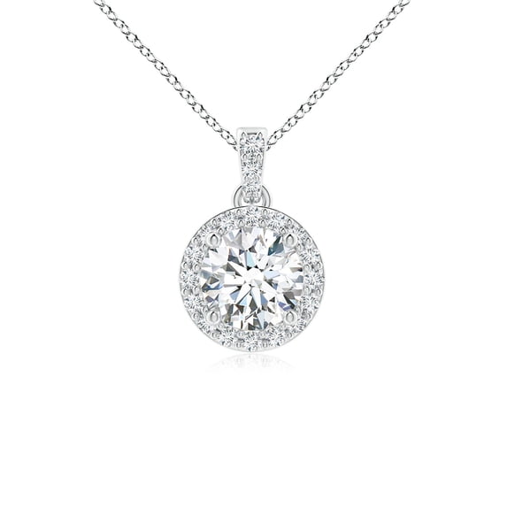 ANGARA Natural Diamond Dangle Pendant with Halo in 925 Sterling Silver for Women (Size-5mm| Color-G| Clarity-VS2) | April Birthstone, Anniversary, Jewelry Gift for Women | Natural Diamond Necklace