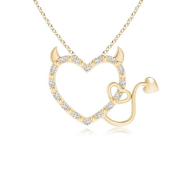 ANGARA Natural Diamond Devil Heart Pendant in 14K Yellow Gold for Women (Size-1mm | Color-G | Clarity-VS2) | April Birthstone, Birthday, Anniversary, Jewelry Gift for Women | Natural Diamond Necklace