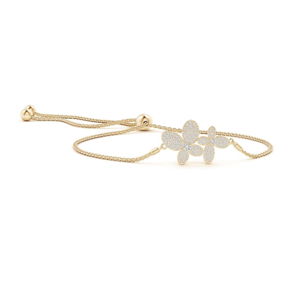 ANGARA Natural Diamond Double Butterfly Bolo Bracelet in 14K Yellow Gold for Women (Size-2.4mm| Color-H| Clarity-SI2) | Anniversary, Jewelry Gift for Women | Natural Diamond Bracelet