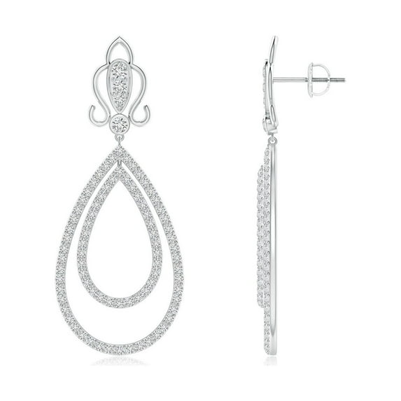 ANGARA Natural Diamond Double Drop Earrings in 14K White Gold for Women (Size-1.5mm| Color-H| Clarity-SI2) | April Birthstone, Anniversary, Jewelry Gift for Women | Natural Diamond Earrings