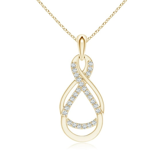 ANGARA Natural Diamond Double Infinity Pendant in 14K Yellow Gold for Women (Size-1.15mm| Color-G| Clarity-VS2) | April Birthstone, Anniversary, Jewelry Gift for Women | Natural Diamond Necklace