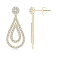 thumbnail image 1 of ANGARA Natural Diamond Double Teardrop Earrings in 14K Yellow Gold for Women (Size-2.1mm| Color-H| Clarity-SI2) | April Birthstone, Anniversary, Jewelry Gift for Women | Natural Diamond Earrings, 1 of 6