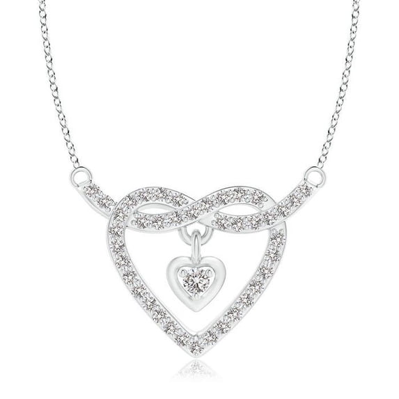ANGARA Natural Diamond Dual Heart Knot Necklace in 14K White Gold for Women (Size-1.8mm| Color-I-J| Clarity-I1-I2) | April Birthstone, Anniversary, Jewelry Gift for Women | Natural Diamond Necklace
