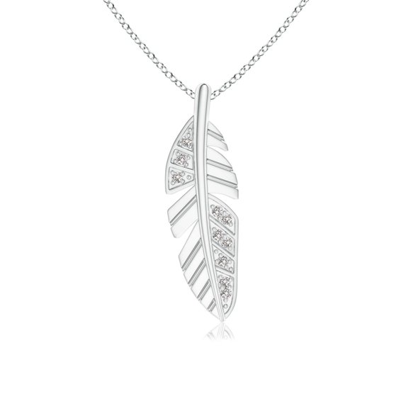 ANGARA Natural Diamond Encrusted Leaf Pendant in 14K White Gold for Women (Size-1.1mm| Color-I-J| Clarity-I1-I2) | April Birthstone, Anniversary, Jewelry Gift for Women | Natural Diamond Necklace