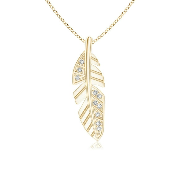 ANGARA Natural Diamond Encrusted Leaf Pendant in 14K Yellow Gold for Women (Size-1.1mm| Color-H| Clarity-SI2) | April Birthstone, Anniversary, Jewelry Gift for Women | Natural Diamond Necklace