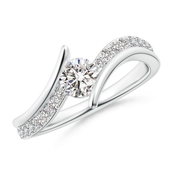 ANGARA Natural Diamond Engagement Ring in 14K White Gold for Women (Size-5.1mm| Color-I-J| Clarity-I1-I2) | April Birthstone, Anniversary, Jewelry Gift for Women | Natural Diamond Ring