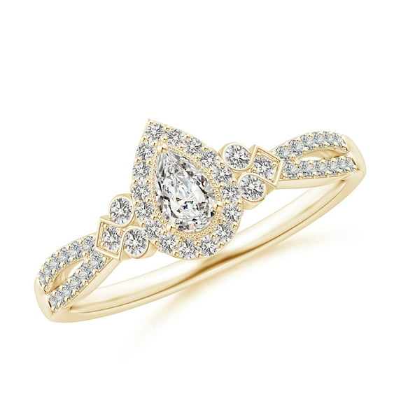 ANGARA Natural Diamond Engagement Ring in 14K Yellow Gold for Women (Size-5x3mm| Color-I-J| Clarity-I1-I2) | April Birthstone, Anniversary, Jewelry Gift for Women | Natural Diamond Ring