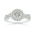 thumbnail image 1 of ANGARA Natural Diamond Engagement Ring with Floral Halo in 14K White Gold for Women (Size-5.1mm| Color-K| Clarity-I3) | April Birthstone, Anniversary, Jewelry Gift for Women | Natural Diamond Ring, 1 of 8