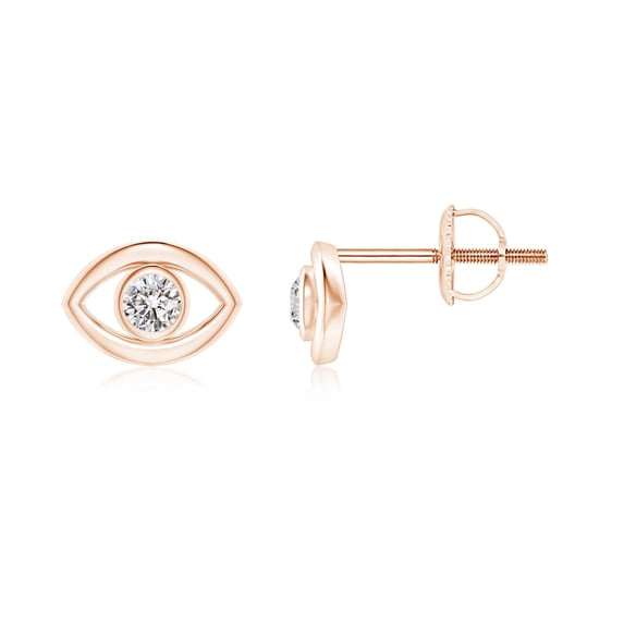 ANGARA Natural Diamond Evil Eye Stud Earrings in 14K Rose Gold for Women (Size-2.2mm| Color-I-J| Clarity-I1-I2) | April Birthstone, Anniversary, Jewelry Gift for Women | Natural Diamond Earrings