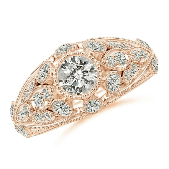 ANGARA Natural Diamond Filigree Engagement Ring in 14K Rose Gold for Women (Size-4.8mm| Color-K| Clarity-I3) | April Birthstone, Anniversary, Jewelry Gift for Women | Natural Diamond Ring