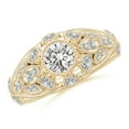 thumbnail image 1 of ANGARA Natural Diamond Filigree Engagement Ring in 14K Yellow Gold for Women (Size-4.8mm| Color-I-J| Clarity-I1-I2) | April Birthstone, Anniversary, Jewelry Gift for Women | Natural Diamond Ring, 1 of 9