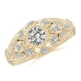 thumbnail image 1 of ANGARA Natural Diamond Filigree Engagement Ring in 14K Yellow Gold for Women (Size-4.8mm| Color-K| Clarity-I3) | April Birthstone, Anniversary, Jewelry Gift for Women | Natural Diamond Ring, 1 of 8