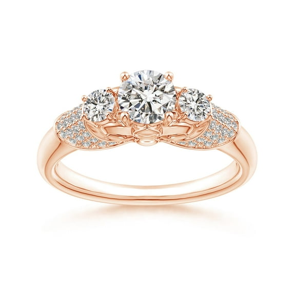 ANGARA Natural Diamond Fleur De Lis Engagement Ring in 14K Rose Gold for Women (Size-5.1mm| Color-I-J| Clarity-I1-I2) | April Birthstone, Anniversary, Jewelry Gift for Women | Natural Diamond Ring
