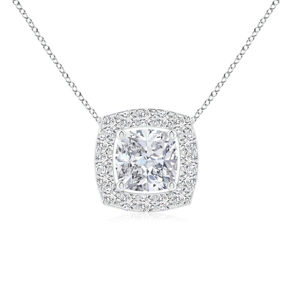 ANGARA Natural Diamond Floating Halo Pendant in 14K White Gold for Women (Size-4.5mm| Color-H| Clarity-SI2) | April Birthstone, Anniversary, Jewelry Gift for Women | Natural Diamond Necklace