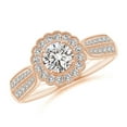 thumbnail image 1 of ANGARA Natural Diamond Floral Halo Engagement Ring in 14K Rose Gold for Women (Size-5mm| Color-I-J| Clarity-I1-I2) | April Birthstone, Anniversary, Jewelry Gift for Women | Natural Diamond Ring, 1 of 10