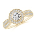 thumbnail image 1 of ANGARA Natural Diamond Floral Halo Engagement Ring in 14K Yellow Gold for Women (Size-5mm| Color-H| Clarity-SI2) | April Birthstone, Anniversary, Jewelry Gift for Women | Natural Diamond Ring, 1 of 10