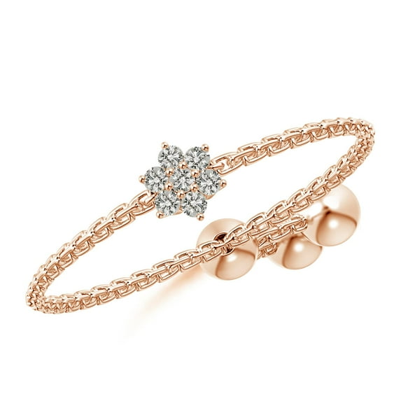 ANGARA Natural Diamond Flower Cluster Bolo Ring in 14K Rose Gold for Women (Size-1.15mm | Color-K| Clarity-I3) | April Birthstone, Birthday, Anniversary, Jewelry Gift for Women | Natural Diamond Ring